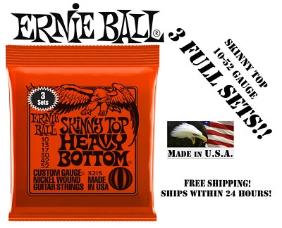 **3 SETS ERNIE BALL 2215 SKINNY TOP HEAVY BOTTOM ELECTRIC GUITAR STRINGS 10-52** - Image 1 of 2