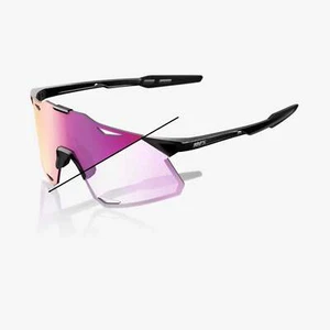 100% Hypercraft Gloss Black Cycling Sunglasses, Purple Mirror Photochromic Lens - Picture 1 of 3