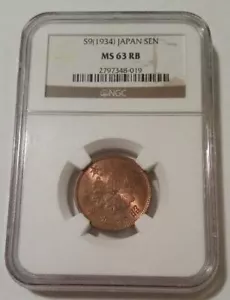 Japan Hirohito 1934 Sen MS63 RB NGC - Picture 1 of 4