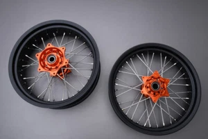Pair of Wheels Spokes Front Rear Supermoto KTM EXC 300 / SIX DAYS 2003-2007 17" - Picture 1 of 6