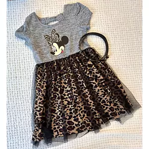 Disney Girls Minnie Mouse Leopard Cheetah Print with Belt Small 6 - 6x NWOT - Picture 1 of 6