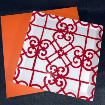 HERMES Square Plate Gadalquivir 10.4 inches [Some cracks] RARE Popular Pattern - Image 1 of 4
