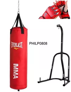 Everlast Single Station Heavy Bag Stand & 70lb. Red Poly Canvas Heavy Bag Gloves - Picture 1 of 4