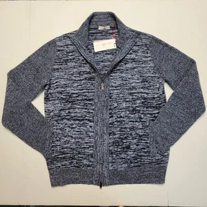 $798 LUCIANO BARBERA Men's MEDIUM Full Zip Sweater Blue Marled WOOL & CASHMERE - Picture 1 of 8