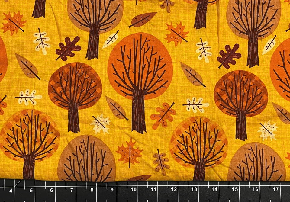 Harvest Leaves 18"x21" Fat Quarter 100% cotton fabric fall autumn Trees Country - Image 1 of 1