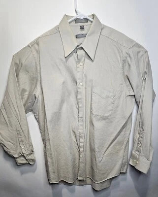 Camisa larga con botones Geoffrey Beene XL 17 34/35 beige resistente a las arrugas para hombre Foto 1 de 4
