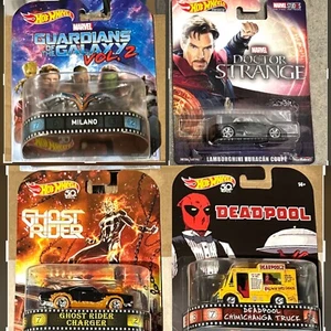 Hot Wheels Retro Marvel 4 car lot Guardians, Deadpool, Dr Strange, Ghost Rider - Picture 1 of 1