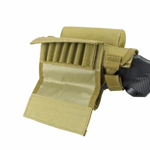 Tactical Rifle Ammo Holder Butt Cheek Rest Pad Buttstock Magazine Pouch Tan - Picture 1 of 5