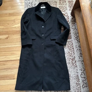 Albert Nippon 100% Wool Coat Ladies MedPet Black Velvet Collar - Picture 1 of 12