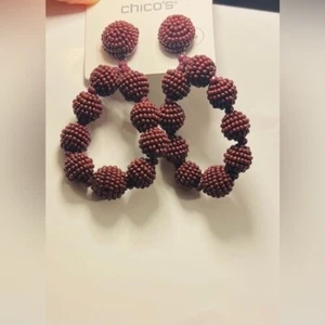 Neu mit Etikett Chico's braune kleine Perlen Tropfen Creolen - Bild 1 von 2