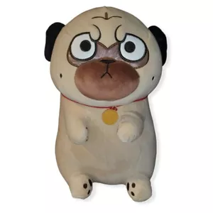 Cute Frowning Pug Dog. Soft Plush Stuffed Animal Toy. 15in Tall - Picture 1 of 6