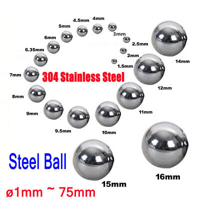 304 Stainless Steel Ball Solid Precision Small Steel Ball Round Ball Bead 1~75mm • 88.94£
