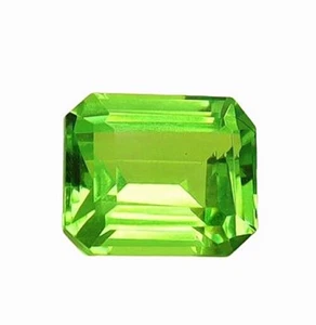 Natural Green Peridot 9 CT Certified Loose Gemstone Emerald Cut Halloween Offer - Picture 1 of 5