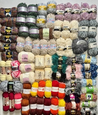 LOTS of 80 Lion Brand Yarn, Bernat ,Sidar, Knit Picks Acrylic,Cotton,Wool Mixed - Image 1 of 4