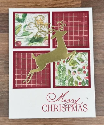 Kit de tarjetas de estampación Feliz Navidad vacaciones reno alegría Navidad rojo - 6 tarjetas Foto 1 de 3