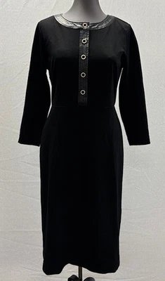 Vestido Vaina Talbot's Talla 4 Negro Ajustado Manga Larga con Ribete de Cuero Sintético Nuevo con Etiquetas Foto 1 de 4