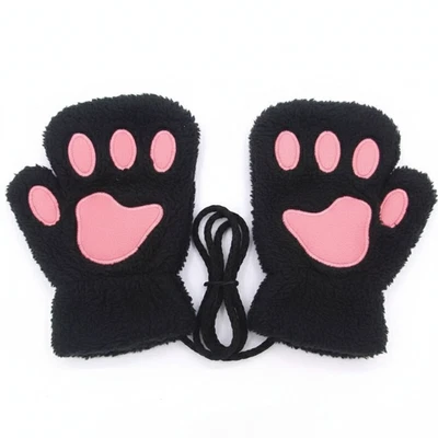 Adorables guantes de felpa rosa con garra de gato sin dedos acogedores, lindos y perfectos para cualquier momento! Foto 1 de 4