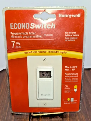 Interruptor temporizador de pared interior luz eléctrica programable digital Honeywell 120v NUEVO Foto 1 de 4