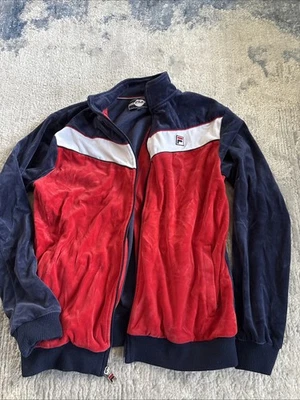 FILA Chaqueta de Pista para Hombres XL Terciopelo Cremallera Retro Ropa de Calle Rojo Blanco Azul Foto 1 de 4