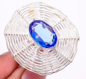 Tanzanite Quartz Gemstone Silver Plated Jewelry Ring s.10 T2731 - Picture 1 of 4