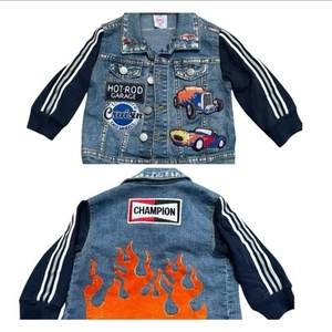 Baby 9-12 M Hot Rod Drag Race Car Jean Jacket Patch Handmade All Hand Stitched. - Picture 1 of 10