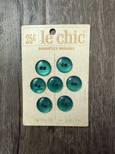 Vintage La Chic Green Buttons | Size 5/8” | Qty 7 - Picture 1 of 2