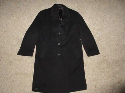 Abrigo De Colección Bill Blass Para Hombres 42S Negro Mezcla Cachemira Negro Etiqueta Abrigo Foto 1 de 4