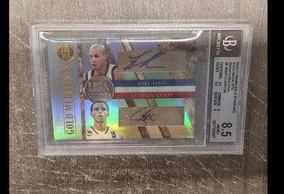 2010 Gold Standard Stephen Curry Mike Bibby Team USA Medalists Auto /50 Bgs 8.5 - Image 1 of 3