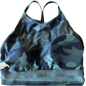 Sujetador deportivo Old azul marino verde camuflaje soporte bajo línea larga talla mediana para mujer’s - Imagen 1 de 7