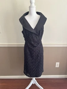 Marina Lace Dress Size 16 Black Cocktail Wedding Formal Elegant Witchy Sparkly - Picture 1 of 11