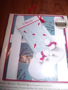 Dimensions SNOW BEARS Counted Cross Stitch Stocking Kit - Picture 1 of 4