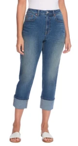 Frye Damen High-Rise Cuffed Crop Relaxed Fit Straight Stretch Jeans Gr. 14/32 - Bild 1 von 14