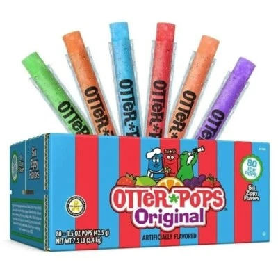 BRANDED Otter Pops Freezer Ice Bars, Fat Free Ice Pops,Original Flavors (80 - 1.5 Oz Pop