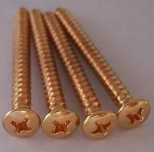 Genuine USA GOLD Neck Plate Screw set for American Fender Strat Tele Guitar Bass - Picture 1 of 1