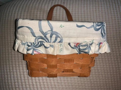 Longaberger Hanging Basket Leather Handle Herb Garden Liner With Plastic 40517 Cover