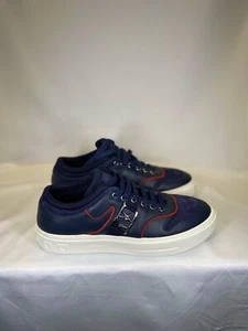 New Salvatore Ferragamo Noris Leather Low Top Men Sneakers Blue 9 10.5 13 $790 - Picture 1 of 12