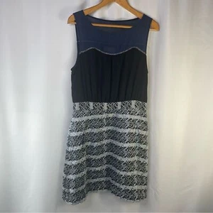 Abito Anthropologie Moulinette Soeurs Carrington tubino tweed blu navy taglia 12 - Foto 1 di 11