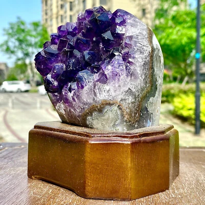 2LB Natural Uruguayan Amethyst Quartz Cave Geode Crystal Healing+base - Image 1 of 4