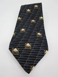 Alexander Lloyd Men's Tie Blue Square Geometric 66" Long 3.75" Wide Silk Tall - Picture 1 of 8