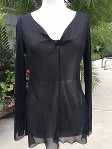 NWT Maxstudio 100% Silk Blouse Tunic Top Black size L - Picture 1 of 17