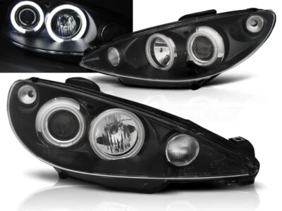 faros PEUGEOT 206 2002 2003 2004 2005- ojos de ángel CCFL negro LHD Foto 1 de 4