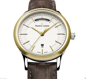 MAURICE LACROIX LC1007 WATCH, MEN´S, WHITE DIAL, DATE-DAY, ST & GOLD, QUARTZ,BOX - Imagen 1 de 12