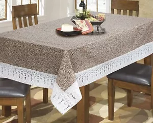 PVC Waterproof 6 Seater Dining Table Cover Size 60x90 Inches, Sand Pattern Brown - Picture 1 of 4