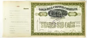 Gold Hill Copper Co Stock Certificate, Stock Minerario: Certificato #B51 - c.1904 - Foto 1 di 4