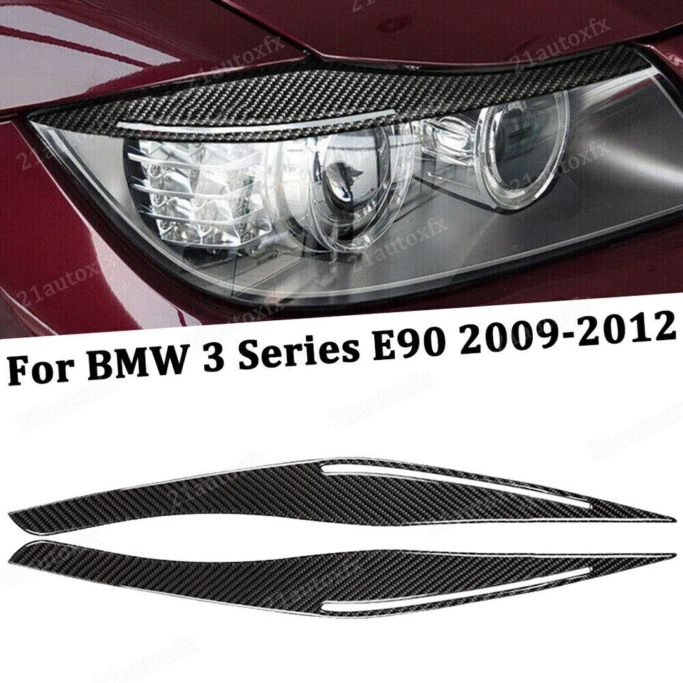 Carbon Fiber Headlight Eyelid Eyebrow Cover For BMW E90 E91 328i 335i 2006-2012 - Image 1 of 4