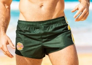 Pantalón Corto Deportivo AUSSIEBUM Championship Hombre Rugby MEDIANO Verde Forma Sexy Ajuste Nuevo sin Etiquetas - Imagen 1 de 7
