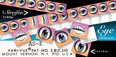 VARI VUE - USA 12 VARI VUE KAUGUMMI AUGEN WACKELBILDER Streifen USA 1960er LENTICULAR FLICKER