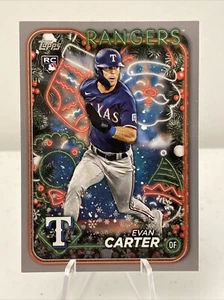 Evan Carter (RC) Texas Rangers Rookie 2024 Topps Holiday - Silver Glitter #H141 - Picture 1 of 2