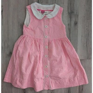 Mini Boden Pink Peter Pan Collar Button Front Party Dress 3-4Y 104cm (Z1) - Picture 1 of 4
