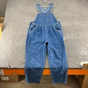 VINTAGE In Due Time Overalls Women L Blue Denim Maternity Bib Cotton Pleated 90s - Picture 1 of 6